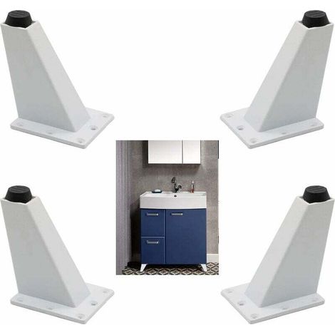 Alliage d'Aluminium 4 Pièces Pieds Réglables Meubles Jambes Cuisine Jambes Worktop Bar TV Bureau Table Jambes Pieds Meubles Canapé Table Armoires éTagèRes(white 10cm) (1/5)