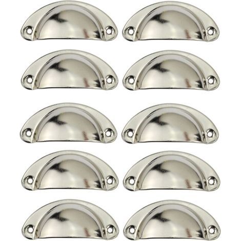 Juego de 10 pomos para puertas de 81 mm para decoración de muebles y cajones - Plateado (1/5)