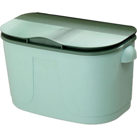 Poubelle suspendue murale pliable avec couvercle pour cuisine, maison, salle de bain (vert clair) (1/5)