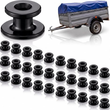 Boutons de bâche Ronds pour remorque, Lot de 30 Crochets en Plastique ABS Robuste, Fixation pour bâche de remorque, Compatibles avec Corde élastique et Corde de jusqu'à Ø 8 mm (1/5)