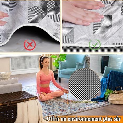 100 x 150 cm sous-Tapis Antidérapant, PVC Multi-Usage Anti Derapant Tapis Découpable pour Cuisine Étagères Plateau Moquette (Noir) (1/2)