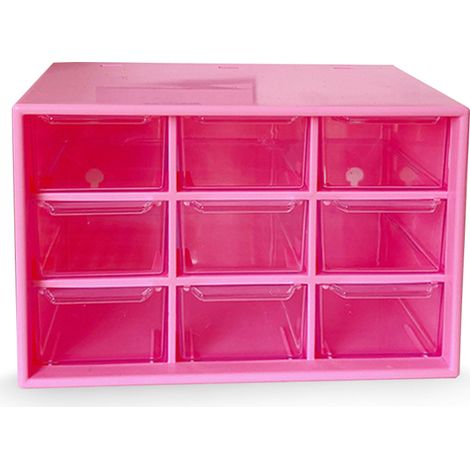 Boîte de rangement pour pièces en plastique à 9 tiroirs, pour quincaillerie et loisirs créatifs, fixation murale (1/5)