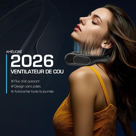 Ventilatore da Collo Senza Pale – 3 Velocità, 66 Uscite d'Aria, Silenzioso – Memory Foam Flessibile – Design Ergonomico – Ideale per Ufficio, Viaggi e Outdoor (1/4)