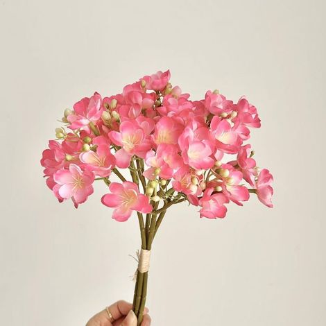 Bouquet artificiel de jasmin réaliste – 4 tiges, idéal pour décor intérieur, accessoires photo, bouquet de mariée, fleurs séchées alternatives, rose vif
