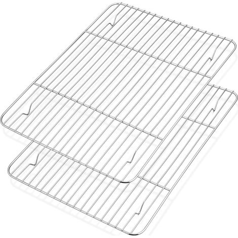 Ensemble de 2 grilles de cuisson et de refroidissement – 22×16 cm et 30×23 cm – Acier inoxydable 201 – Pour la cuisson, le gril, le refroidissement et le rôtissage (1/5)