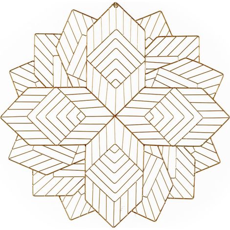 Sculpture murale dorée en métal motif géométrique élégant - doré géométrique élégant