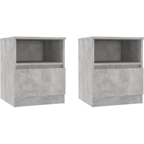 Set 2 comodini con cassetti e vano a giorno 40 x 40 x 50 cm in truciolare grigio DEC035389