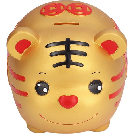 Tirelire Enfant en Forme de Tigre Mignon, Décoration Maison Idée Cadeau Originale pour Stockage Pièces Rouge Grande (1/5)