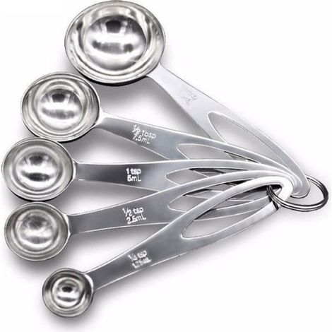 Set of 5 measuring cup tsp and ml measuring spoons for measuring dry and liquid ingredients (coffee, tea, etc.) + hollow ball (1/4)