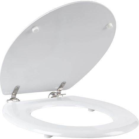 Beldray LA033758 Sedile WC da 18 Pollici, Cerniera in Acciaio Inox, Chiusura Normale, Facile e Veloce da Montare, Legno, Linguetta Bianca e Scanalatura, 36 x 43 x 5 cm, Sede per wc (1/5)