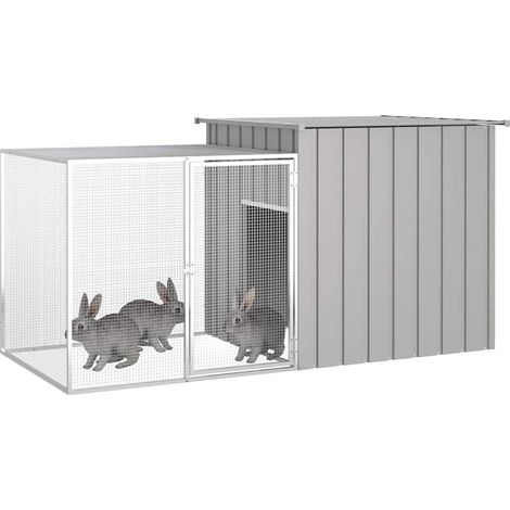 vidaXL Kaninchenstall Grau 200x91x100 cm Verzinkter Stahl