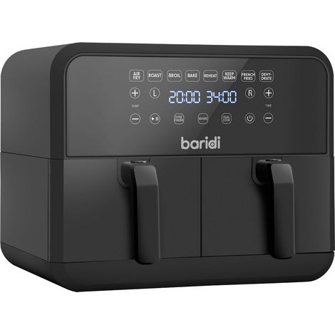 Baridi DH172 Dual Zone Air Fryer with 8 Preset Functions 8L Capacity