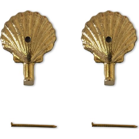 Lupia - Kit 2 Ganci CONCHIGLIA GRANDE ORO, per Quadri, Specchiere e Cornici, Metallo Dorato, Include Chiodini per il Fissaggio, Adatti a tutti gli ambienti, Dimensioni 3,9x2,8 cm (1/3)