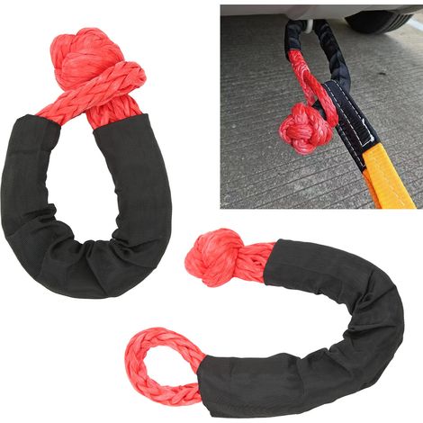 Pannenhilfsseil mit 14-mm-Schäkel und 35-Tonnen-Schlinge, paarweise erhältlich, rot/orange, geeignet für große Lkw, große SUVs und Geländewagen. (1/5)