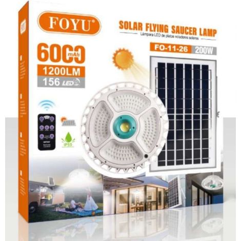 Plafoniera 200W lampada 156 LED con Pannello SOLARE crepuscolare 1200LM ip55 (1/2)