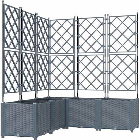 Lot de 5 cache-pots modernes en acier extérieur 120 x 120 x 143 cm durable chic gris clair (1/5)