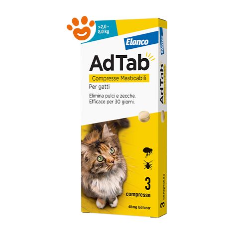 Elanco AdTab Compresse Masticabili per Gatti da 2 - 8 Kg  - Elanco AdTab Compresse Masticabili per Gatti da 2 - 8 Kg - Confezione Da 3 Compresse (1/5)