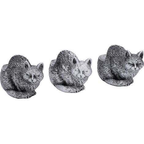 Pot de fleurs en résine, 3 pièces, pieds, figurines d'animaux, statues de plantes, support surélevé, pour décoration intérieure et extérieure, chat endormi. (1/5)