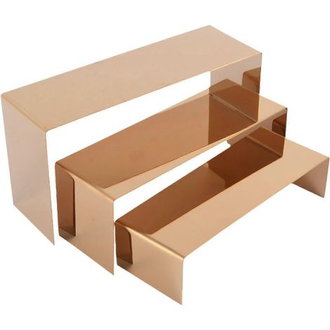Présentoir à 3 niveaux pour cupcakes étagère polyvalente et présentoir à bijoux finition miroir or rose. (1/5)