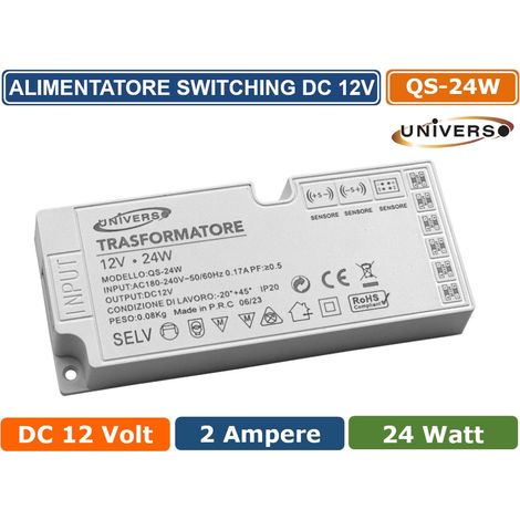 ALIMENTATORE SWITCHING DC 12V 24W 2A 6 USCITE 3 INGRESSO SENSORE PER STRIP LED (1/4)