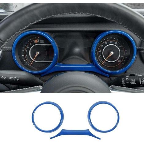 Lot de 2 housses de tableau de bord Garniture de tableau de bord Bleu ABS Cadrans d'instruments pour Jeep Wrangler 2018-2022 JL (1/4)