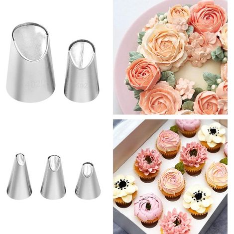 Dekorations Spritzdüsen Set Back und Tortendekorationswerkzeuge Sahnespender Spritztülle aus Edelstahl Tortendekorationsdüse 5 teiliges Set Edels
