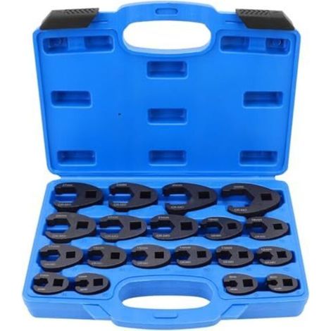 Jeu de 19 clés à fourche 3/8" et 1/2", clés à douille métriques en acier au carbone de 8 à 32 mm, outils à cliquet à extrémité ouverte pour fixations (1/5)