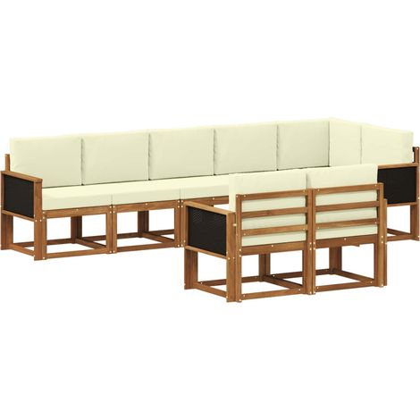Outdoor Sofa Set 8 pcs Natural and Cream Polyester vidaXL (1/5)