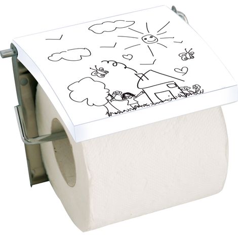 Portarrollos de pared MDF y acero inoxidable KINDERGARTEN Blanco MSV