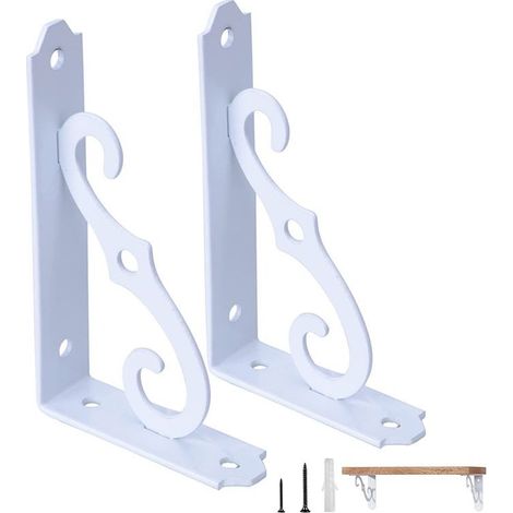 Support triangulaire, blanc, 254 mm x 177 mm, 2 supports Étagère murale, cadre de support pour bibliothèque (1/5)