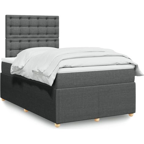 vidaXL Letto a molle -  Giroletto a Molle con Materasso Grigio Scuro 120x200 cm Tessuto (1/5)