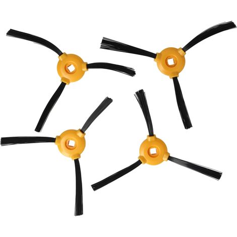 vhbw 4x Seitenbürste Ersatz für Eufy T0903071 für Saugroboter - Reinigungsbürsten Set, schwarz / orange (1/4)