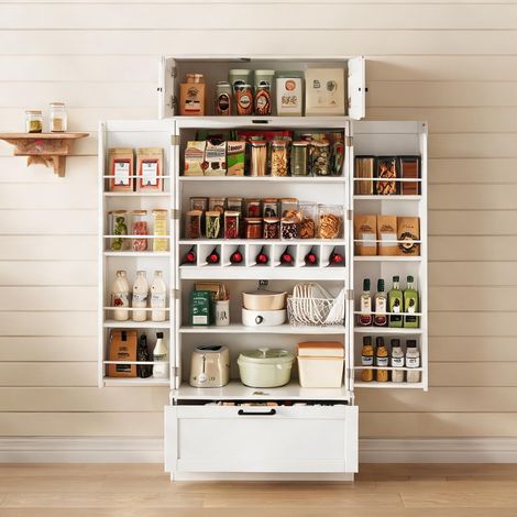 Buffet coloris blanc en MDF 80 x 40 x 180 cm (1/5)