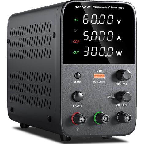 Alimentation DC (0-60 V, 0-5 A) réglable, alimentacion à découpage, Alimentation de Banc de Laboratoire Variable, Bouton de Sortie Marche/arrêt/encodeur (1/5)