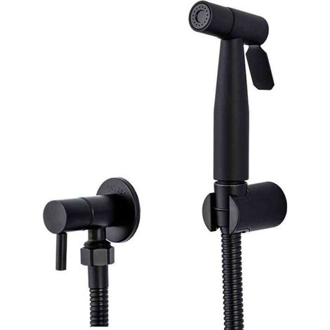 Pulvérisateur Bidet Portable Noir - Acier Inoxydable - Robinet de Toilettes - Valve Shattaf (1/5)