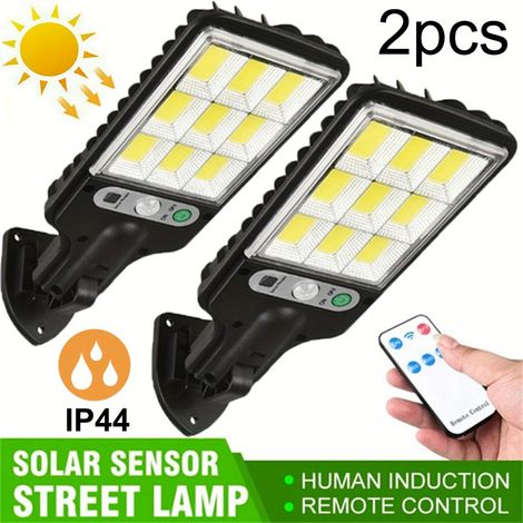 Lot de 2 lampes solaires à détecteur de mouvement avec télécommande — Éclairage extérieur pour cour et mur (1/5)