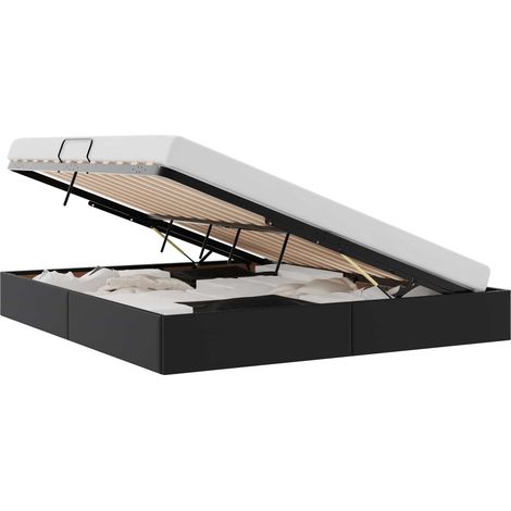 Storage Bed with Headboard Black 160 x 200 cm Faux leather vidaXL (1/5)
