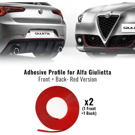 Profilo Adesivo per Dam Paraurti Alfa Giulietta con Biadesivo 3M APT - Confezione: FULL - Colore: ROSSO