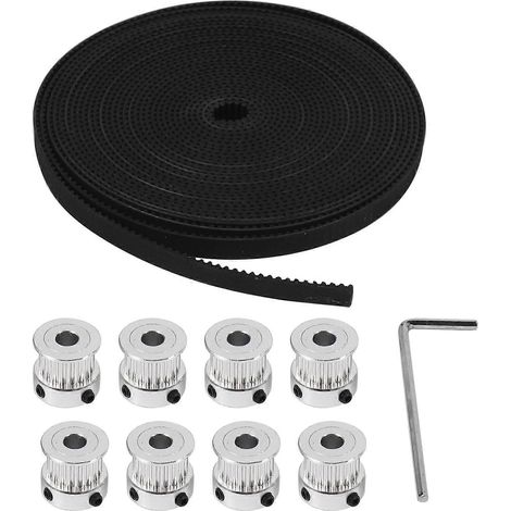 Stück 5 mm 20-Zahn-Zahnriemenscheibe aus Aluminium + 5 Meter Gummizahnriemen, 2 mm Teilung, 6 mm breit für 3D-Maschinen (1/5)