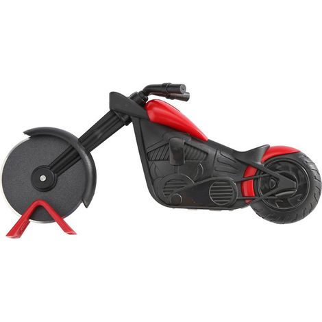 1 Coupe-pizza moto, lame acier inoxydable, revêtement antiadhésif, support inclus, pour pizza gâteau crêpe cuisine (1/5)