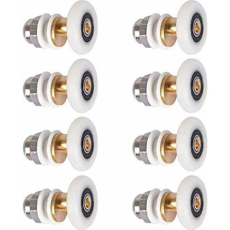 Rodillos para puertas de ducha, rodillos para puertas correderas, poleas para puertas de ducha, ruedas de repuesto, diámetro de la rueda: 27 mm, 8 unidades - Crezuo
