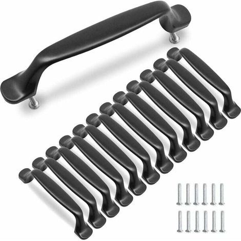 10 Stück schwarze Küchenschrankgriffe, 96 mm, Schranktürgriffe aus Aluminiumlegierung mit Schrauben (1/4)