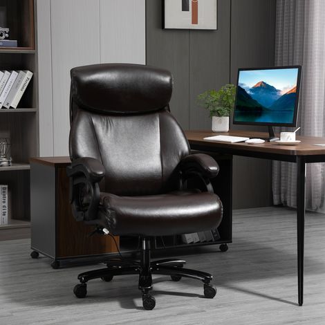 Bürostuhl Chefsessel Gaming Stuhl Drehstuhl Wippfunktion Dicke Polsterung 180 kg Belastbarkeit ergonomisches Design höhenverstellbar Kunstleder Braun 72x83x114-122 cm (1/5)