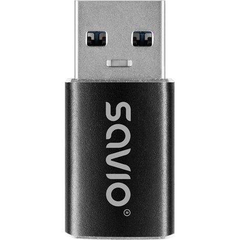 Savio AK-81 USB-C 3.1 (F) Adapter USB-A 3.1 (M), Schwarz (1/4)