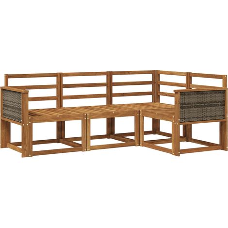 Outdoor-Sofagarnitur 4 pcs Natur Massivholz Akazie vidaXL