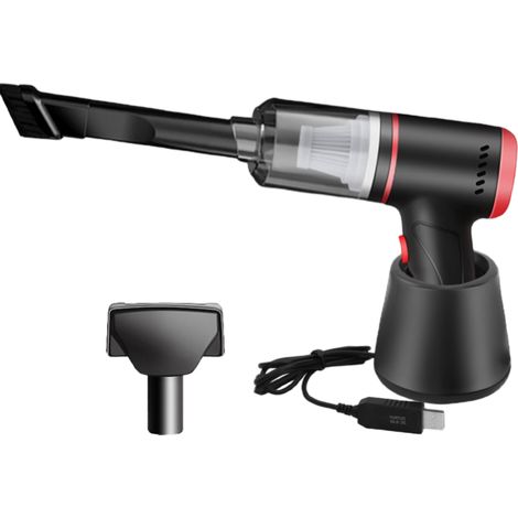 Aspirateur de voiture sans fil portable à haute puissance d'aspiration, mini aspirateur pour la maison et la voiture (Station de chargement sans fil noire élégante Modèles à double usage) (1/5)