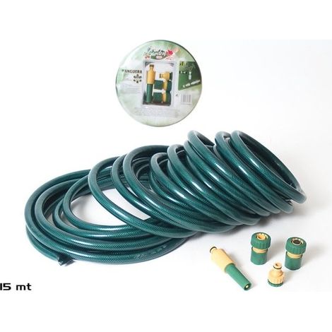 Tuyau d'arrosage 15 mètres - Avec arroseur et coupleurs - 5 pièces - Kit d'arrosage