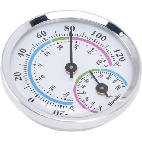 Mini-Thermometer/Hygrometer 2-in-1, kompakte Bauweise, übersichtliche Skala, silbernes Feuchtigkeitsmessgerät für Gewächshäuser (1/5)