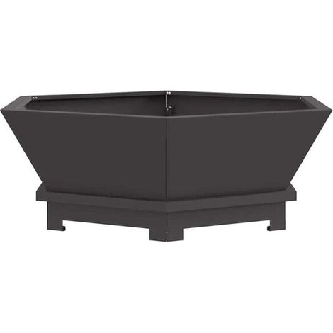 Cheminée noire, 75 x 75 x 28 cm, acier. (1/4)