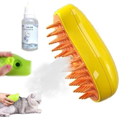Cat steamy brush – Brosse à vapeur 3 en 1 pour chat, brosse à vapeur autonettoyante pour chien, brosse à vapeur pour chat massage (1/4)